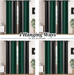 Yakamok Blackout Ombre Dark Green and Black Curtains-Gradient Room Darkening - Image 2