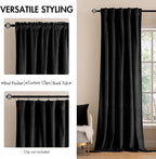 MIULEE Black Velvet Curtains 108 inches Long 2 Panels - Image 2