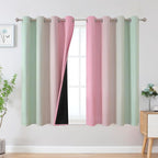 Estelar Textiler Sage and Pink Blackout Curtains 45 Inch Length, Light Blocking by ESTELARTEXTILER