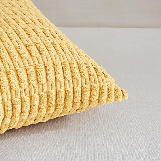 Fancy Homi 4 Packs Yellow Big Decorative Throw Pillow Covers 24x24 Inch - Image 4