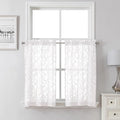 Lecloud Leia White Sheer Kitchen Curtains 36 Inch Length 2 Pcs, Jacquard Leaf by Lecloud