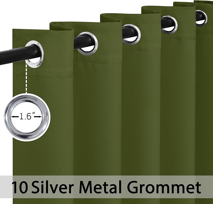 Yakamok Olive Green Curtains 84 Inches Length Blackout Curtain - Image 2