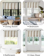 jinchan Valance Curtain Beige Hearthered Farmhouse Light Filtering Double Layer - Image 5