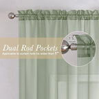 Lecloud Short Sheer Curtains 54 Inches Length 2 Panels, Light Filtering Voile - Image 2