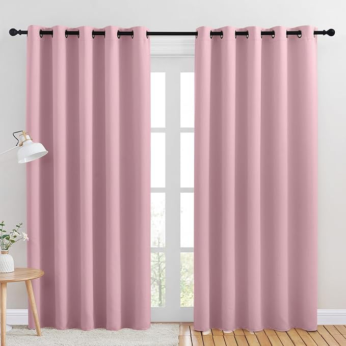 NICETOWN Room Darkening Draperies Window Curtain Panels, Rouge Pink, 2 Panels by NICETOWN