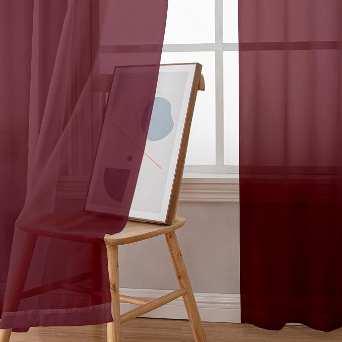Aiyufeng Sheer Window Curtain Panels 96 Inch Long 2 Pieces, Voile Top Dual Rod - Image 9