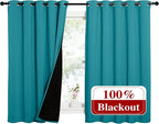 NICETOWN Peacock Teal 100% Blackout Lined Curtains, 2 Thick Layers Completely - Image 2