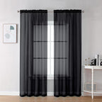 Chyhomenyc Sheer Black Curtains 90 inches Long 2 Panels, Light Filtering Soft by Chyhomenyc