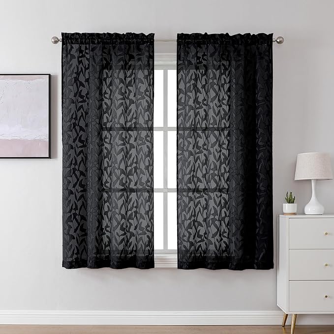 Lecloud Leia Black Sheer Curtains by Lecloud