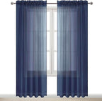 DWCN Navy Blue Sheer Curtains Semi Transparent Voile Rod Pocket Curtains - Image 9