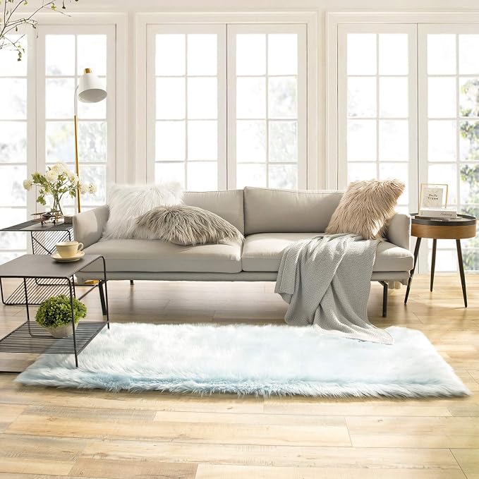 Ashler faux fur rug, Fluffy Shaggy Area Rug Ultra Soft 2.2 x 6 Feet Rectangle by AshlerHomeDeco