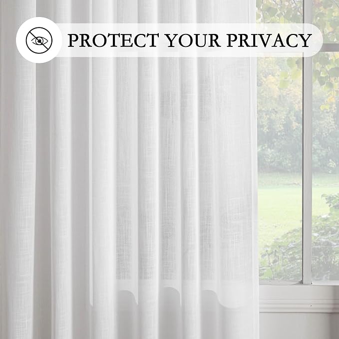 MYSKY HOME Semi Sheer White Curtains 36 Inches Long - Image 7
