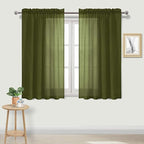 DWCN Olive Green Sheer Curtains Semi Transparent Voile Rod Pocket Curtains by DWCN
