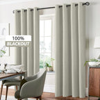 Yakamok Cream Linen Curtains 100% Blackout 72 Inches Long, Room Darkening - Image 7