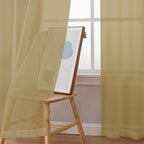 OWENIE Gold Sheer Curtains 84 Inch Length 2 Panels Set, Light Filtering Voile - Image 3
