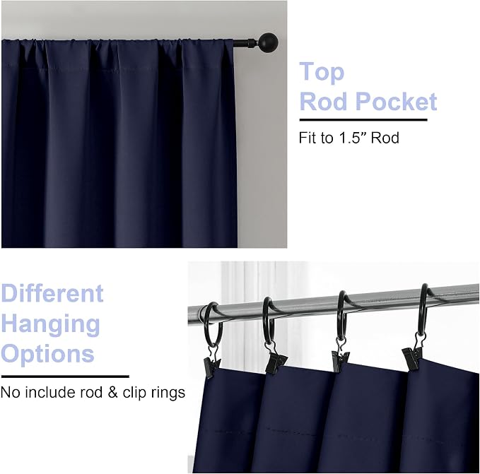 Simplebrand Ava Navy Blue Blackout Curtains - Image 3