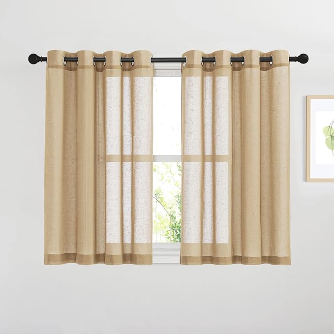 NICETOWN Linen Curtains 45 inch Length by NICETOWN