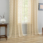 YJ YANJUN Vintage Lace Curtains 102 Inch Long-Victorian Floral Pattern Beige - Image 5