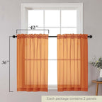 Cafe Curtains 36 Inch Length Tier 2 Pieces, Modern Soft Airy Sheer Kitchen - Image 2