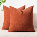 MIULEE Pack of 2 Rust Throw Pillow Covers 20x20 Inch Soft Chenille Pillow Covers by MIULEE