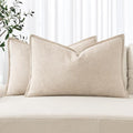 MIULEE Decorative Linen Lumbar Pillow Covers 12x20 Inch Natural Beige Boho by MIULEE