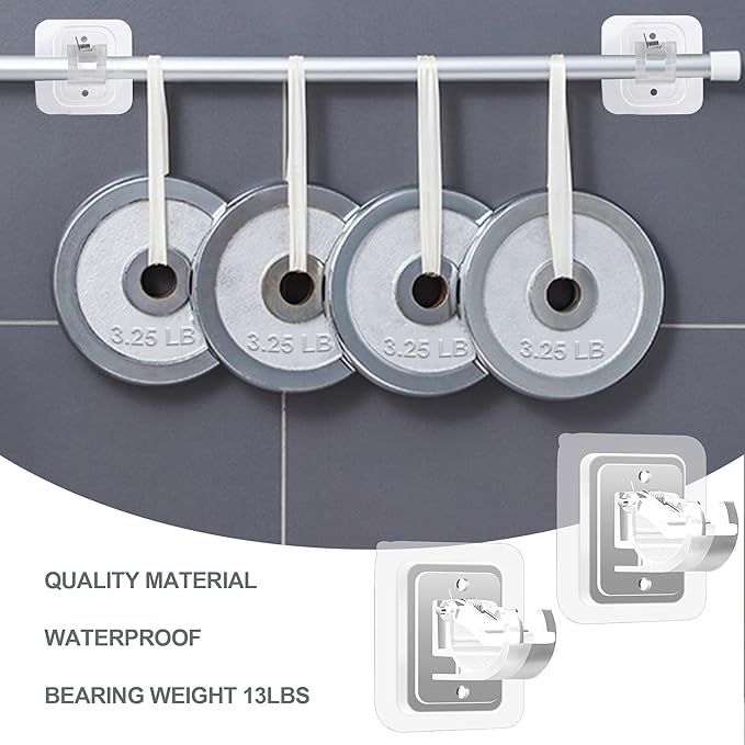Codoule 2PCS No Drill Curtain Rod Brackets No Drilling Self Adhesive Curtain - Image 5