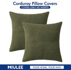 MIULEE Olive Green Decorative Euro Sham Pillow Covers 24x24 Inch - Image 6