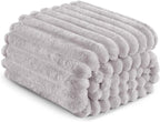 Exclusivo Mezcla King Size Flannel Fleece Blanket, Super Soft Striped Jacquard - Image 6
