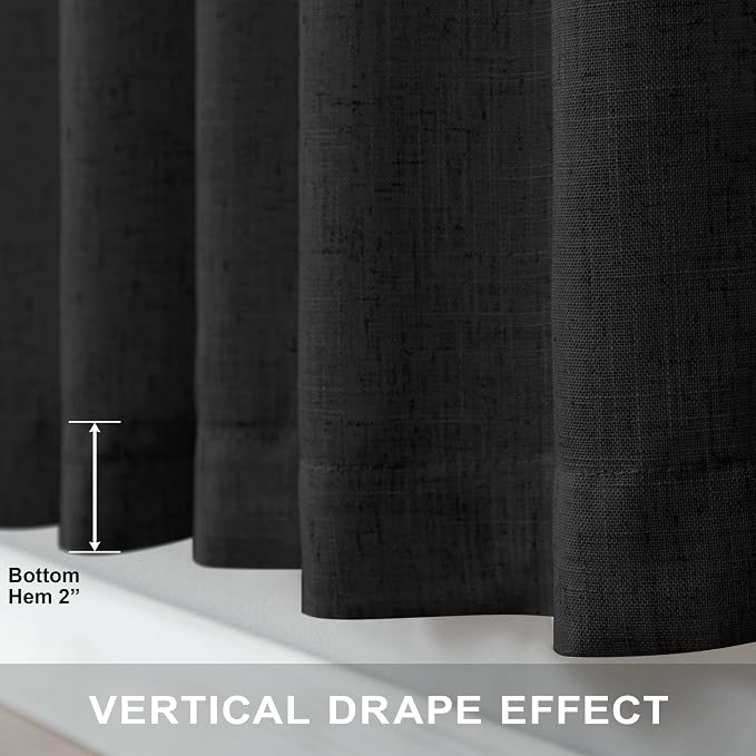 Modern Black Linen Curtains 96 Inches Long - Image 5