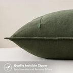 MIULEE Decorative Linen Euro Sham Pillow Covers 28x28 Inch Dark Olive Green - Image 2