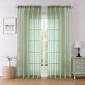 Lecloud Sage Green Sheer Curtains 84 Inches Long 2 Panels Set, Solid Airy Voile by Lecloud