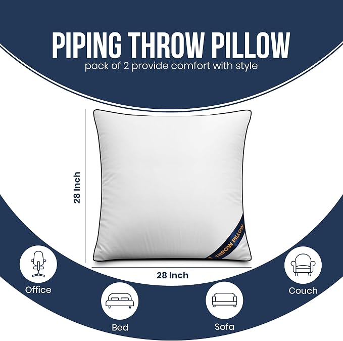 Utopia Bedding Throw Pillow Inserts, 28 x 28 Inches Decorative Indoor Pillows - Image 2