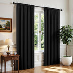 CUCRAF Black Blackout Curtains 90 inch Length 2 Panels Set, Rod Pocket Room by CUCRAF