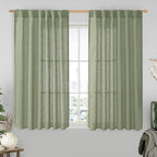 LAMIT Sage Green Linen Curtains 54 Inch Length 2 Panels, Light Filtering Panels by LAMIT