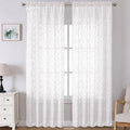 Lecloud Leia White Sheer Curtains 120 Inches Long 2 Panels, Jacquard Textured by Lecloud