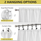 White Valances for Windows, Light Filtering Faux Linen Textured Small Short - Image 4