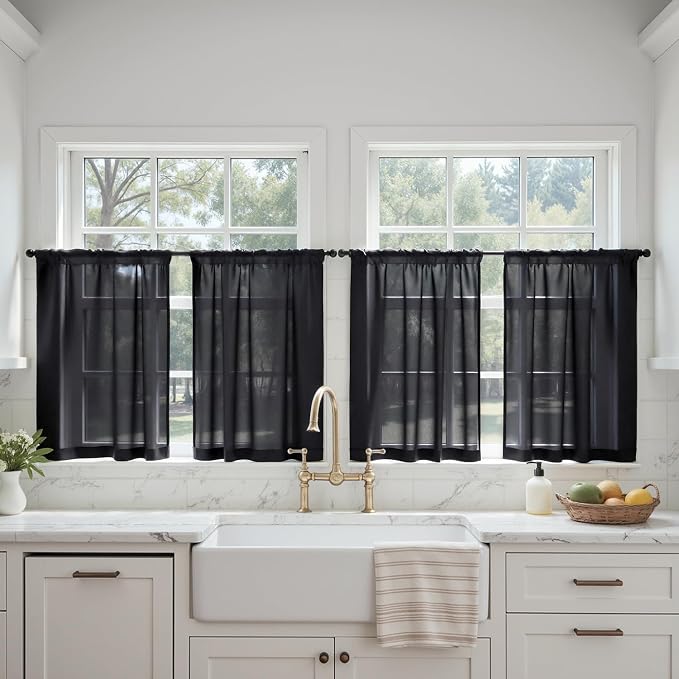 MIULEE Black Curtains 24 Inch Length by MIULEE
