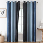 Estelar Textiler Navy Blue and Black Ombre Blackout Curtains 90 Inches Long 2 - Image 2
