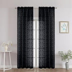 Chyhomenyc Black Sheer Curtains 90 Inch Length 2 Panels Set, Light Filtering by Chyhomenyc