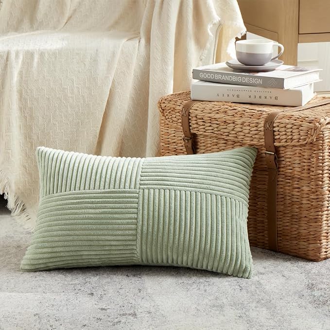 Fancy Homi 2 Packs Sage Green Lumbar Decorative Throw Pillow Covers 16x28 Inch - Image 2