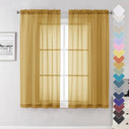 Lecloud Gold Sheer Curtains 63 Inch Length 2 Panels, Airy Light Filtering Voile by Lecloud