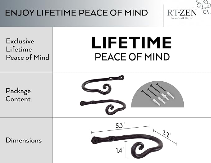 RTZEN Decorative Metal Curtain Tiebacks - Image 4