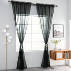 youleyar Solid Sheer Rod Pocket Curtain Voile Draperies 2 Panels White Beige - Image 2