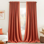MIULEE Back Tab Burnt Orange Blackout Curtains 96 Inch Long 2 Panels Set by MIULEE