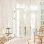 FMFUNCTEX Linen Sheer Curtains for Bedroom, Natural Flax Blend Window Draperies - Image 9