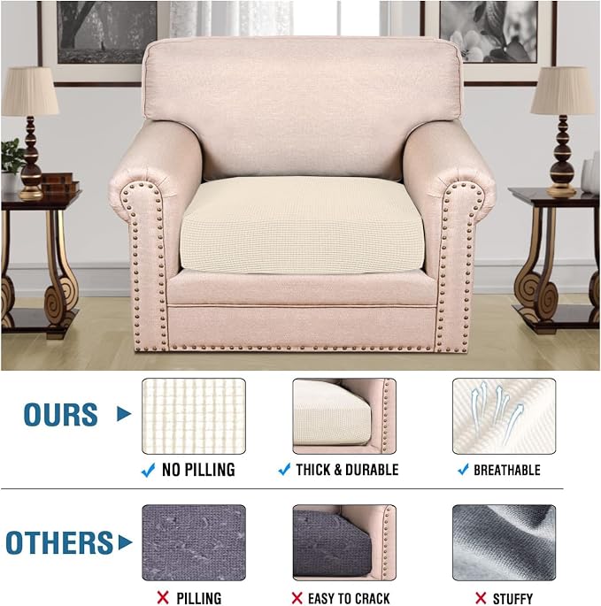 H.VERSAILTEX Super Stretch Individual Seat Cushion Covers Sofa Covers Couch - Image 2