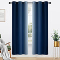 Yakamok Blue and Greyish White Ombre Curtains, Room Darkening Gradient Color by Yakamok