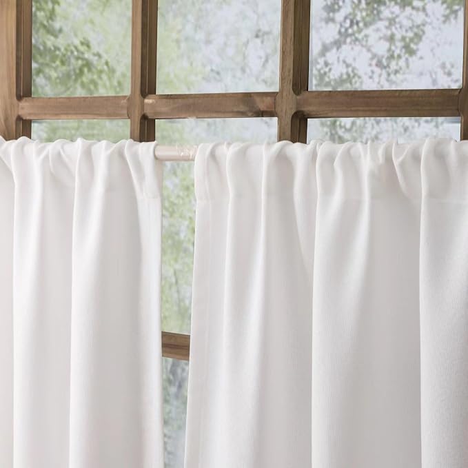 Oindec aux Linen Kitchen Curtains 45 Inch Length Cafe Curtain Tiers - Image 3