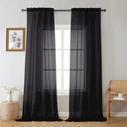 Gwine Extra Long Black Sheer Curtains 120 Inches Long 2 Panels Set, Voile Light by Gwine