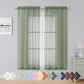 Simplebrand Sage Sheer Curtains 63 Inch Length 2 Panels, Rod Pocket Solid Color by Simplebrand